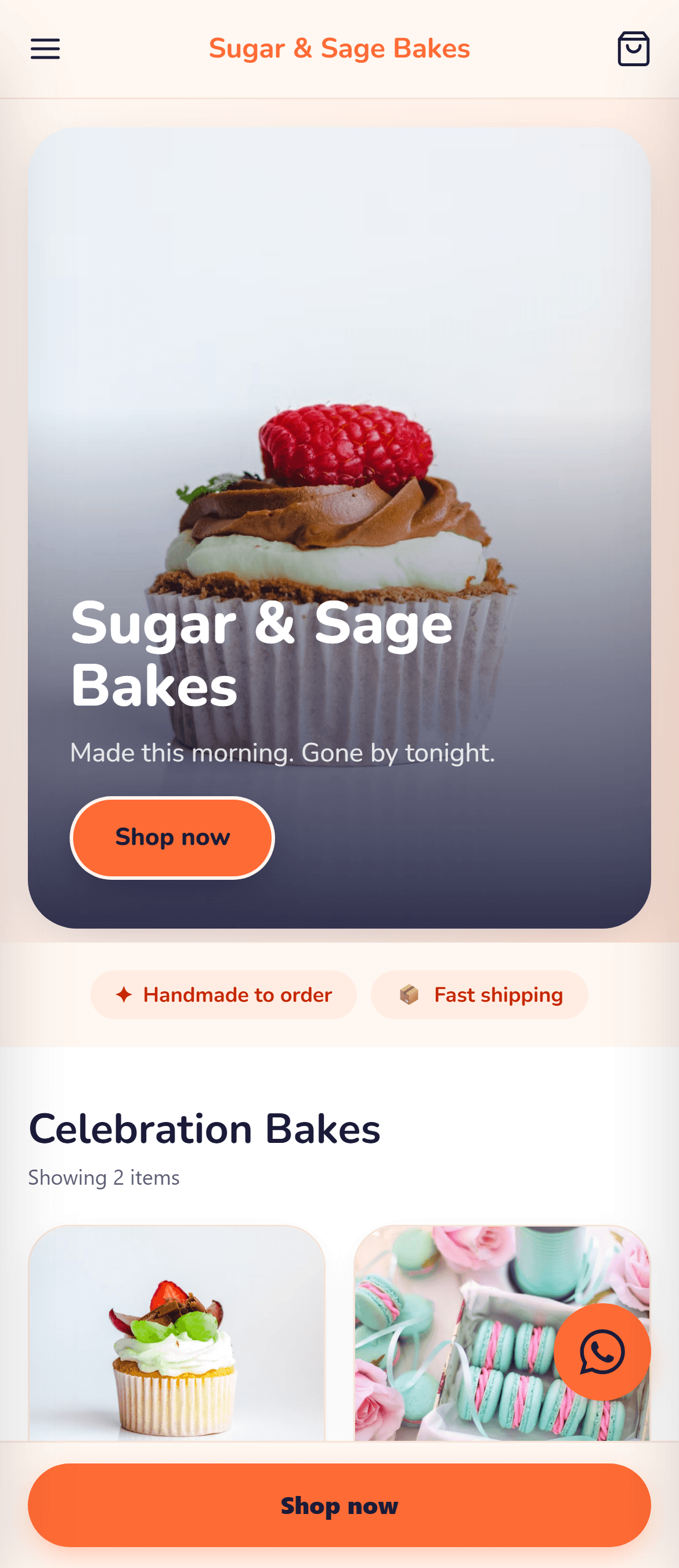 Sugar & Sage Bakes on a phone